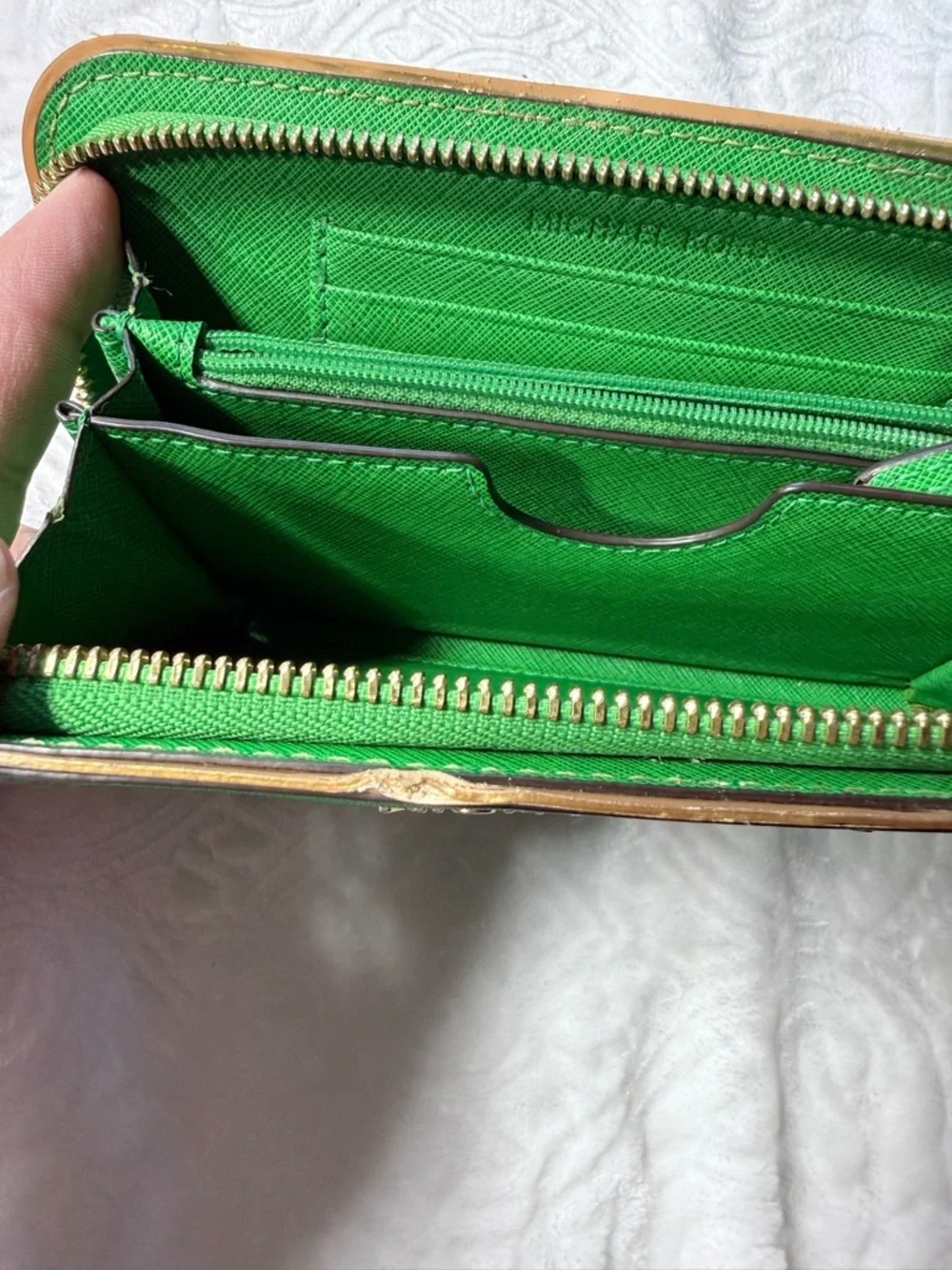 Michael Kors Wallet Bundle Green Zip Around & Red Wristlet Wallet